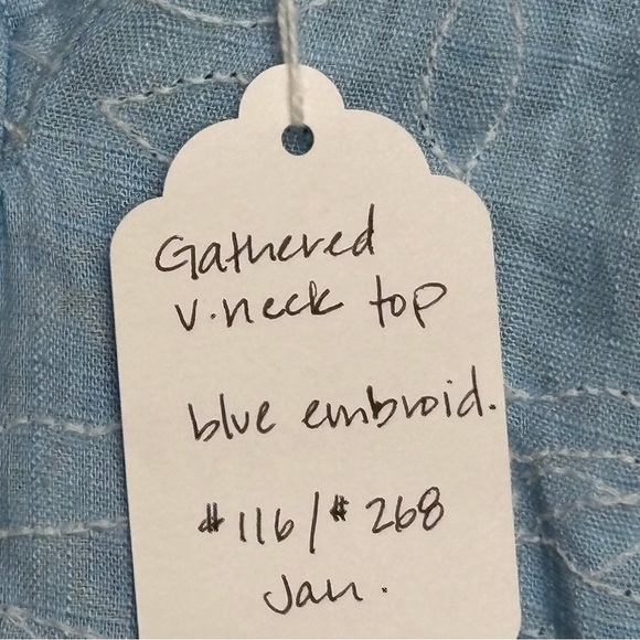 Never A Wallflower Light Blue Embroidered Puff Sleeve Peasant Top Women’s XS - Picture 6 of 6